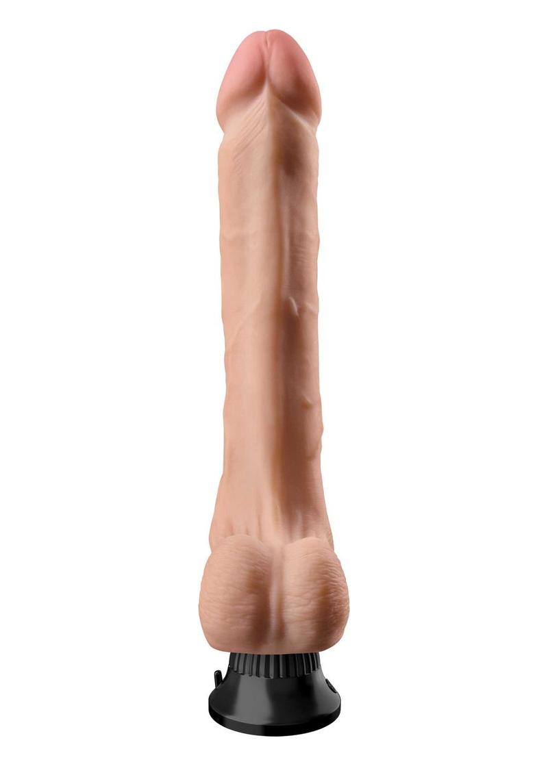 Real Feel Deluxe No. 12 Wallbanger Vibrating Dildo with Balls Waterproof - Vanilla - 12in