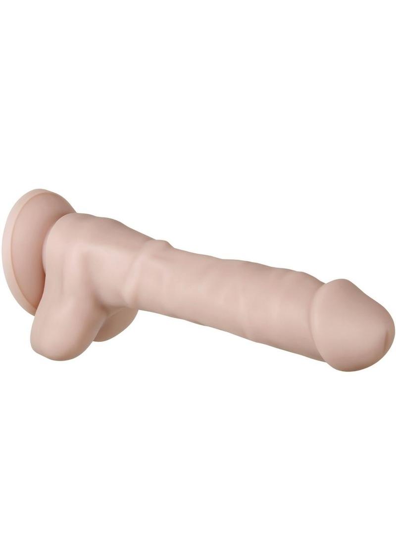 Real Supple Poseable Silicone Dildo with Balls - Flesh/Vanilla - 8.25in