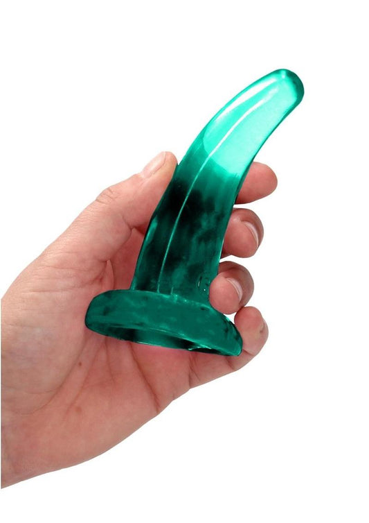Realrock Crystal Clear Dildo with Suction Cup - Clear/Green - 4.5in