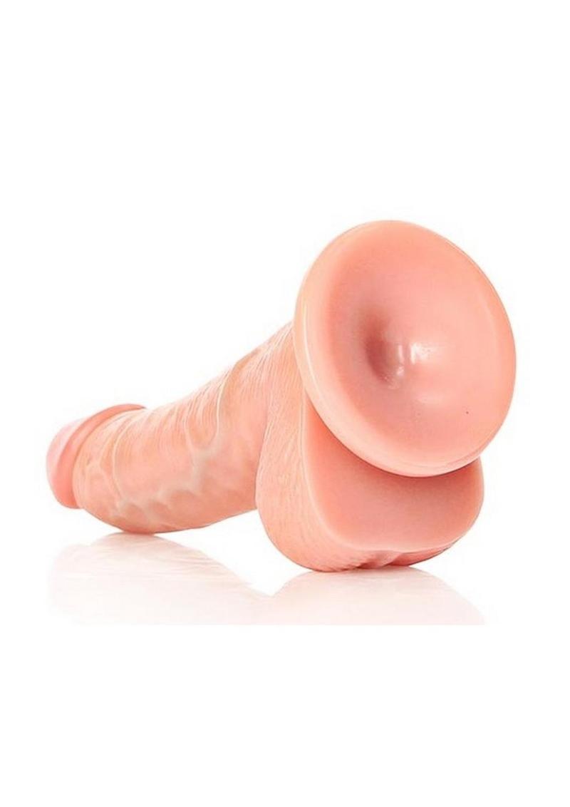 Realrock Curved Realistic Dildo with Balls and Suction Cup - Vanilla - 6in