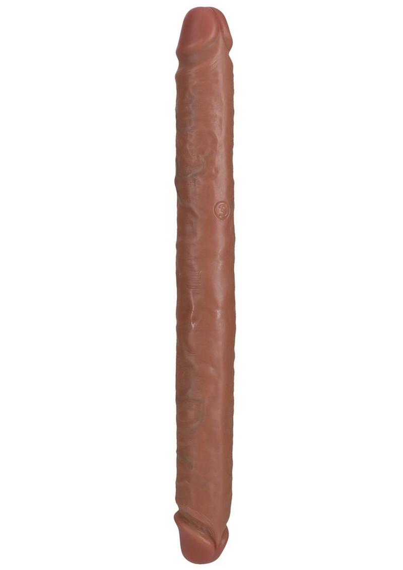 Realrock Realistic Skin Slim Double Ended Dong - Caramel - 14in