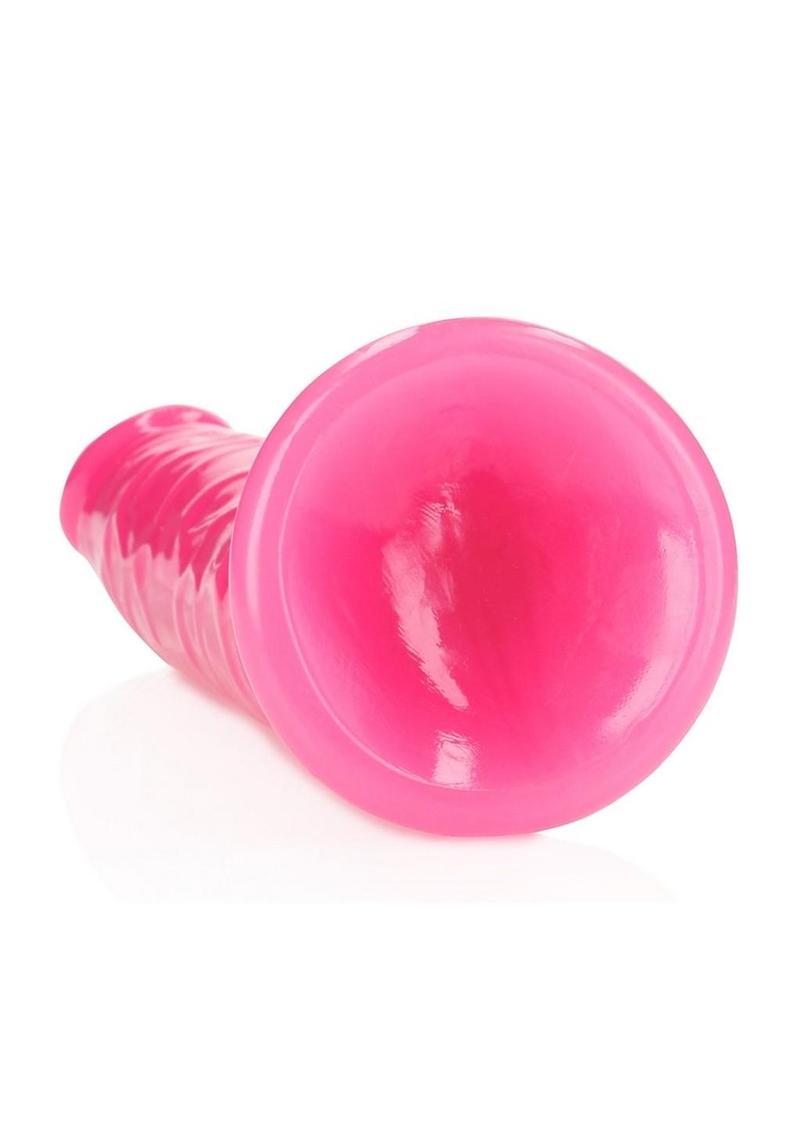 Realrock Slim Glow In The Dark Dildo with Suction Cup - Glow In The Dark/Pink - 10in