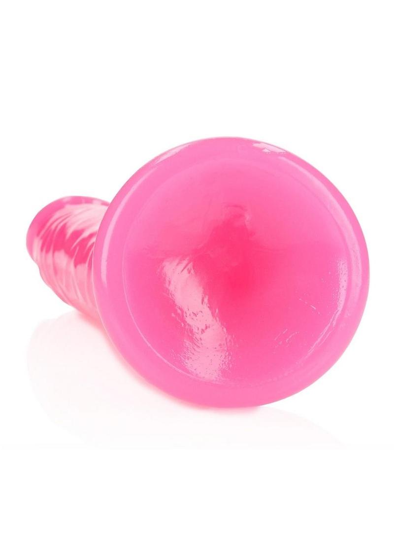 Realrock Slim Glow In The Dark Dildo with Suction Cup - Glow In The Dark/Pink - 11in