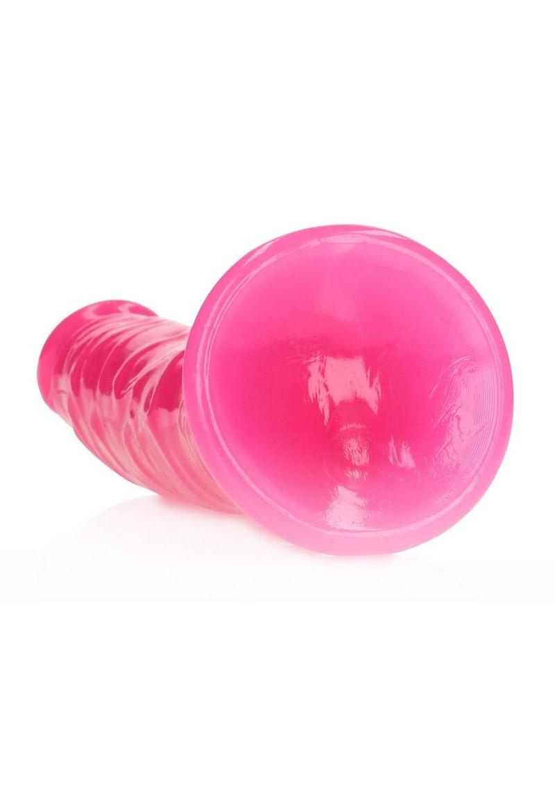 Realrock Slim Glow In The Dark Dildo with Suction Cup - Glow In The Dark/Pink - 7in