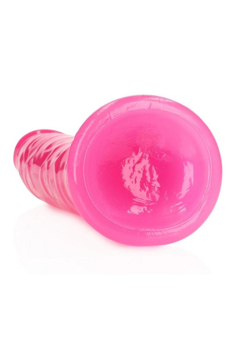 Realrock Slim Glow In The Dark Dildo with Suction Cup - Glow In The Dark/Pink - 9in