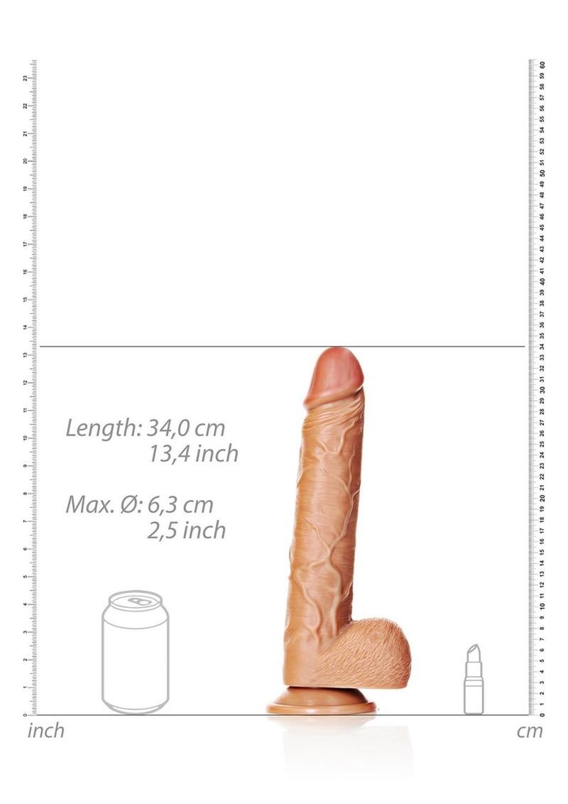 Realrock Straight Realistic Dildo with Balls and Suction Cup - Caramel - 12in