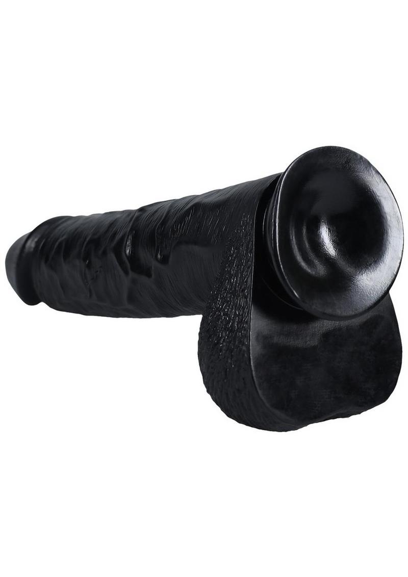 Realrock Ultra Realistic Skin Extra Large Straight Dildo with Balls and Suction Cup - Chocolate - 15in