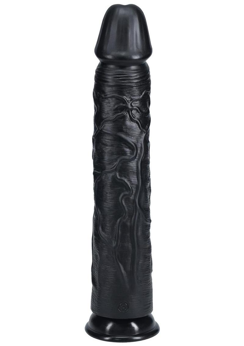 Realrock Ultra Realistic Skin Extra Large Straight Dildo with Suction Cup - Chocolate - 14in