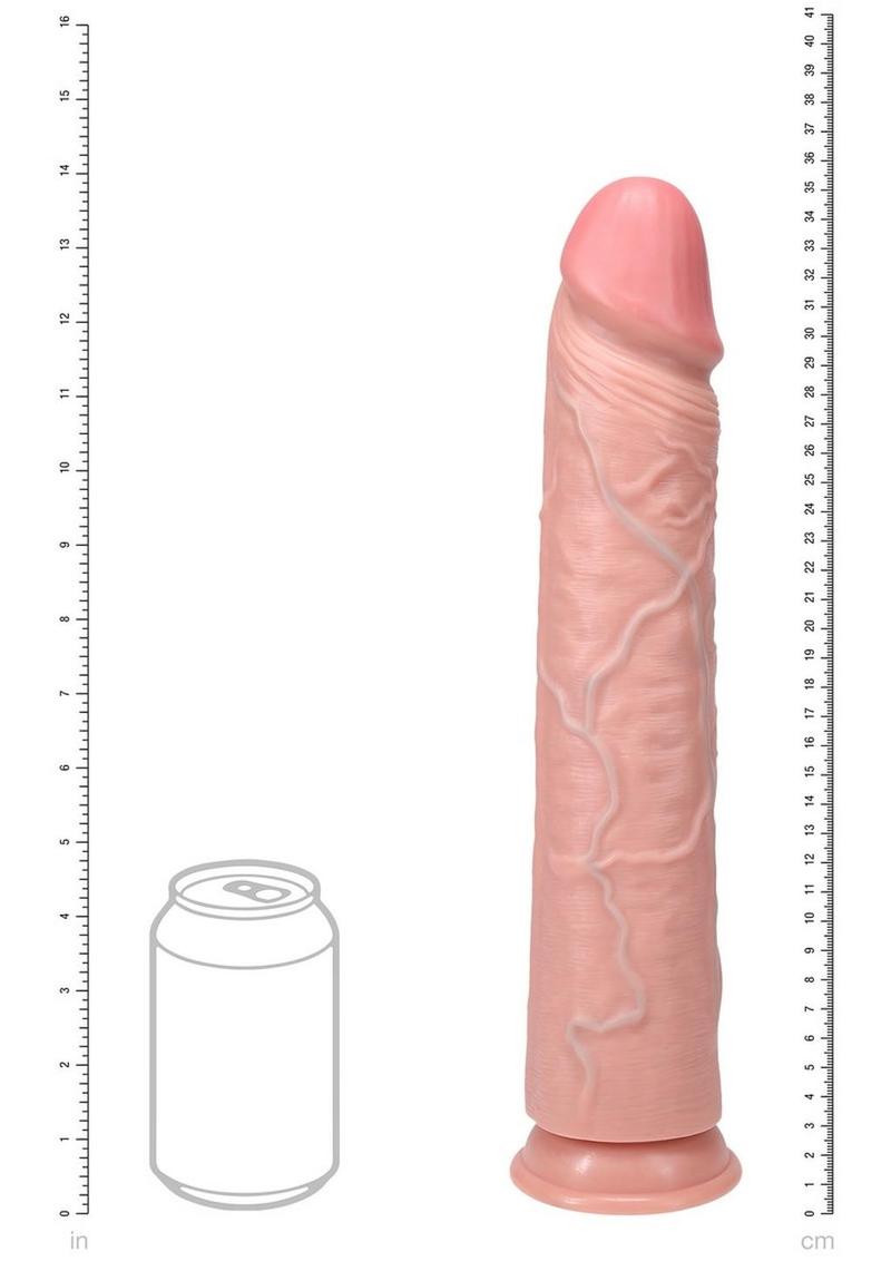 Realrock Ultra Realistic Skin Extra Large Straight Dildo with Suction Cup - Vanilla - 14in