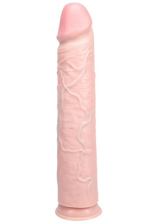 Realrock Ultra Realistic Skin Extra Large Straight Dildo with Suction Cup - Vanilla - 15in
