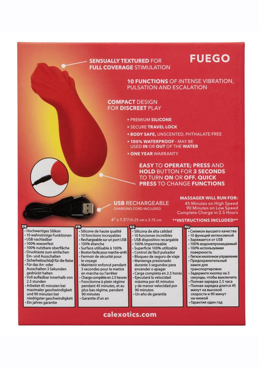 Red Hot Fuego Rechargeable Silicone Massager - Red