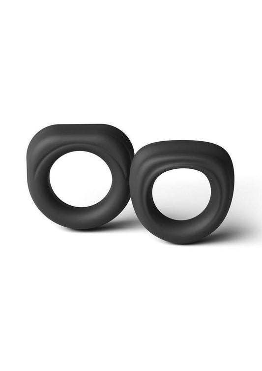 Renegade Alpha Rings Silicone Cockring - Black - 2 Piece/Set