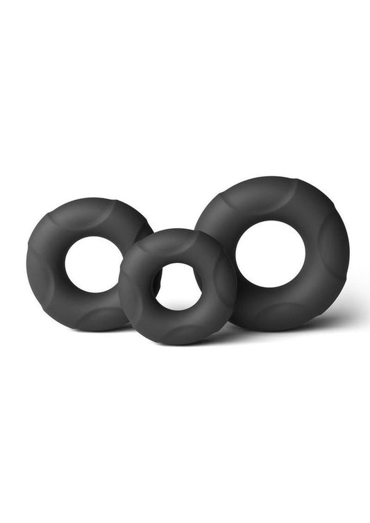 Renegade Players Silicone Flexible Cockrings - Black - 3 Piece