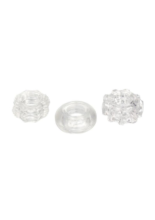 Reversible Ring Set Silicone Cock Ring - Clear - 3 Piece Set