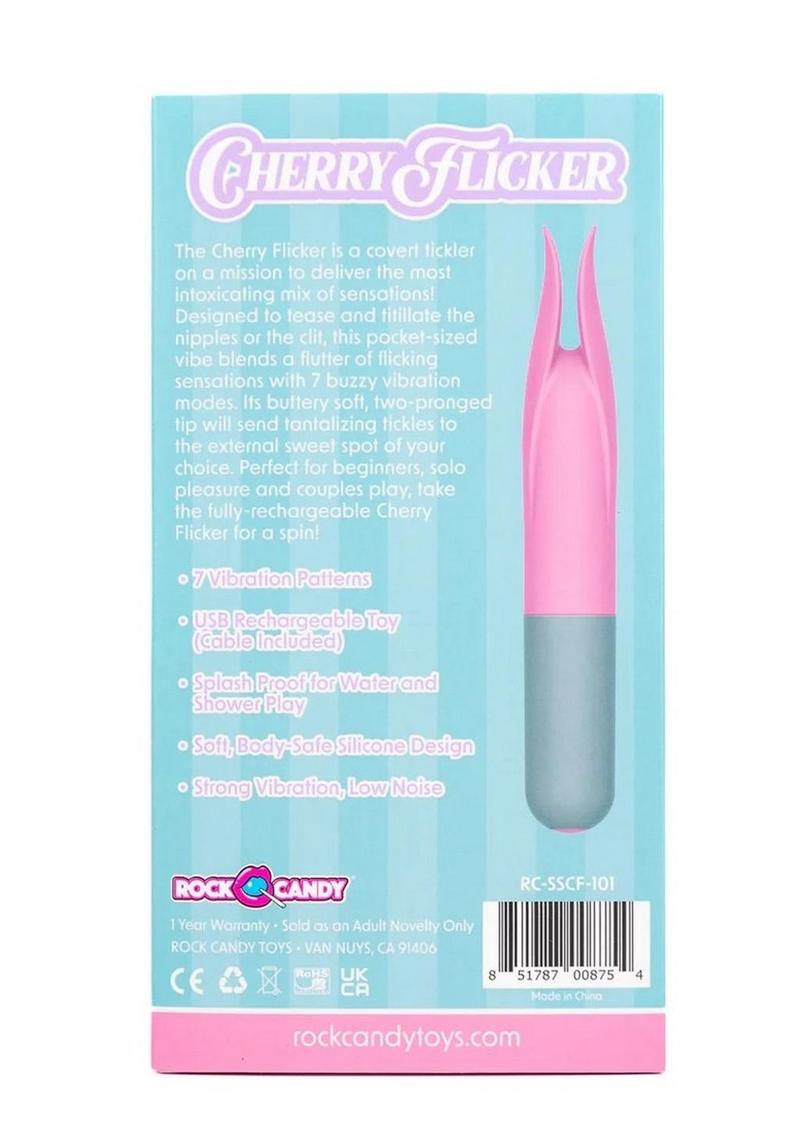 Rock Candy Cherry Flicker Rechargeable Silicone Tickler - Gray/Pink