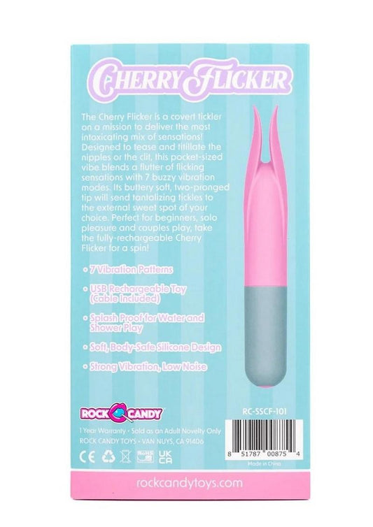 Rock Candy Cherry Flicker Rechargeable Silicone Tickler - Gray/Pink