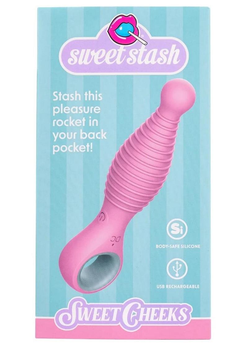 Rock Candy Sweet Cheeks Rechargeable Silicone Anal Vibrator - Gray/Pink