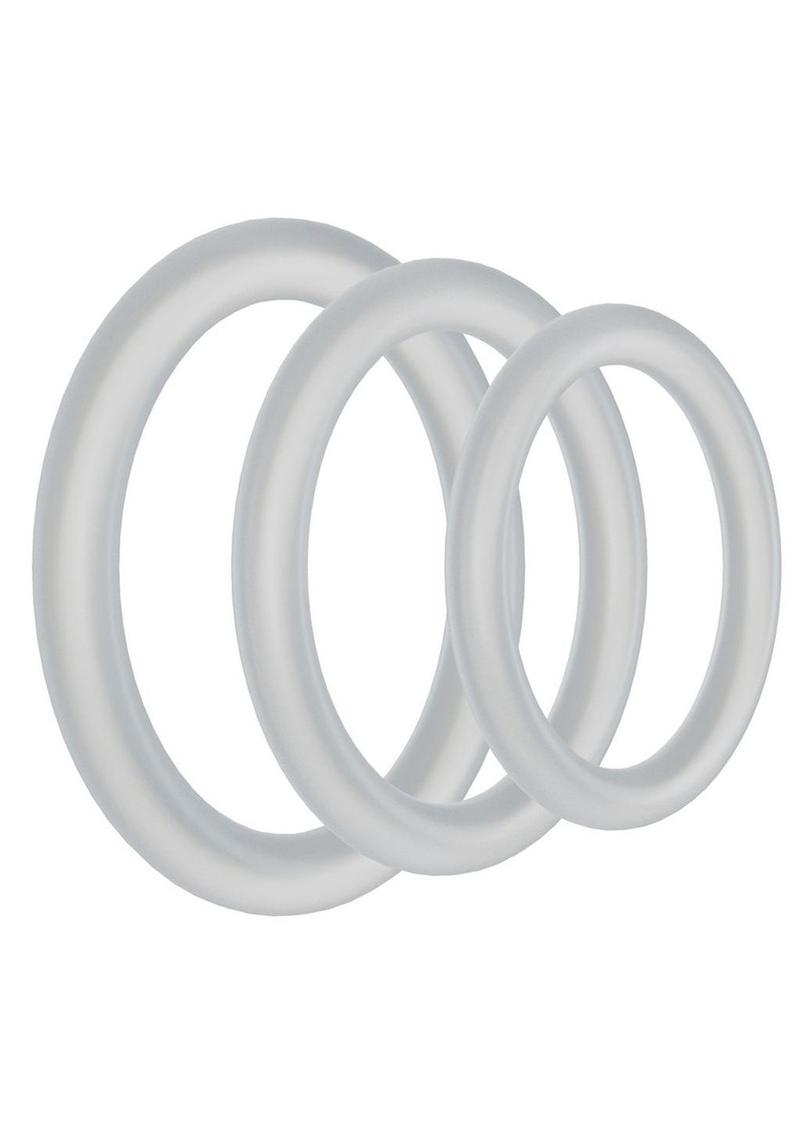 Rock Solid Perfect Present Silicone Cock Ring Holiday Edition - Frost/White - 3 Pack