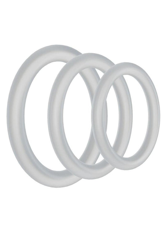 Rock Solid Perfect Present Silicone Cock Ring Holiday Edition - Frost/White - 3 Pack