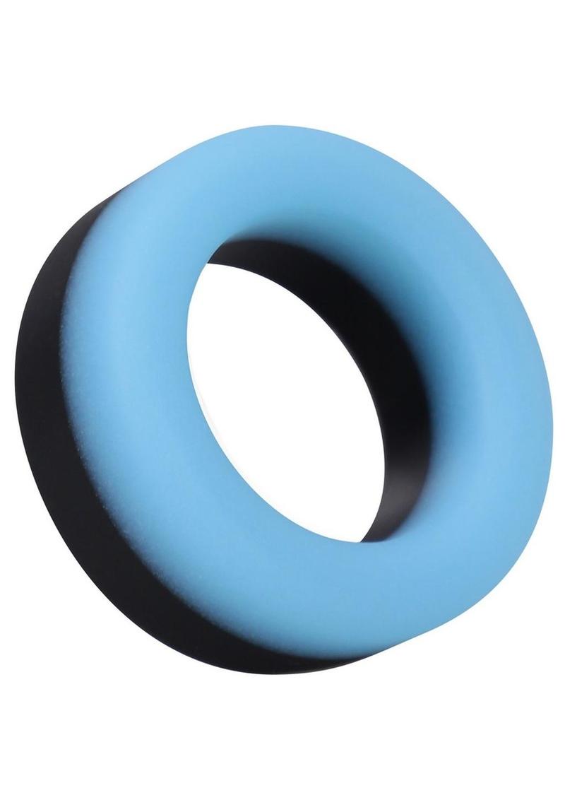 Rock Solid The Big O Glow In The Dark Silicone Cock Ring - Black/Blue/Glow In The Dark