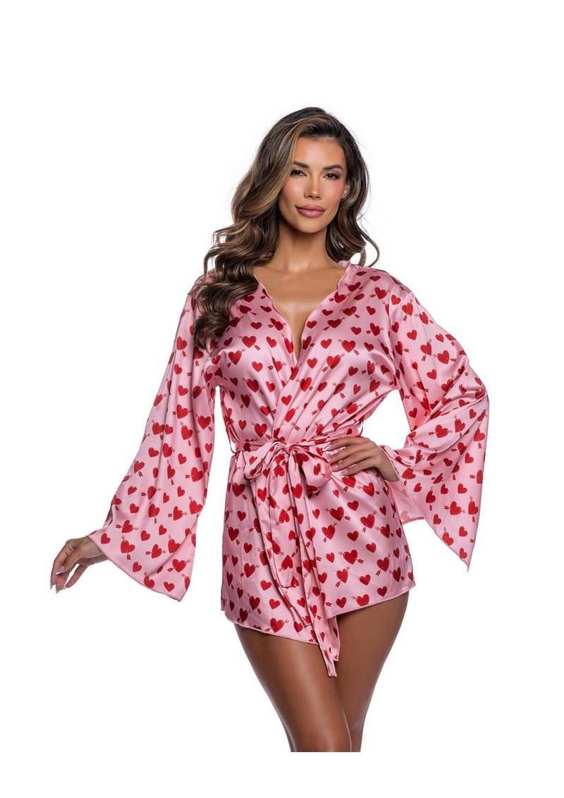Roma Cupid Heart Robe - Pink/Red - Medium/Small