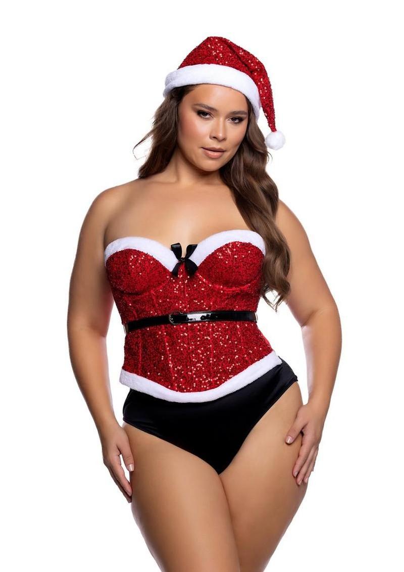 Roma Santa Baby Corset and Hat - Red/White - XXLarge - 2 Piece/Set