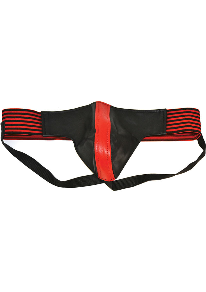 Rouge Leather Jock Strap - Black/Multicolor/Red - Large