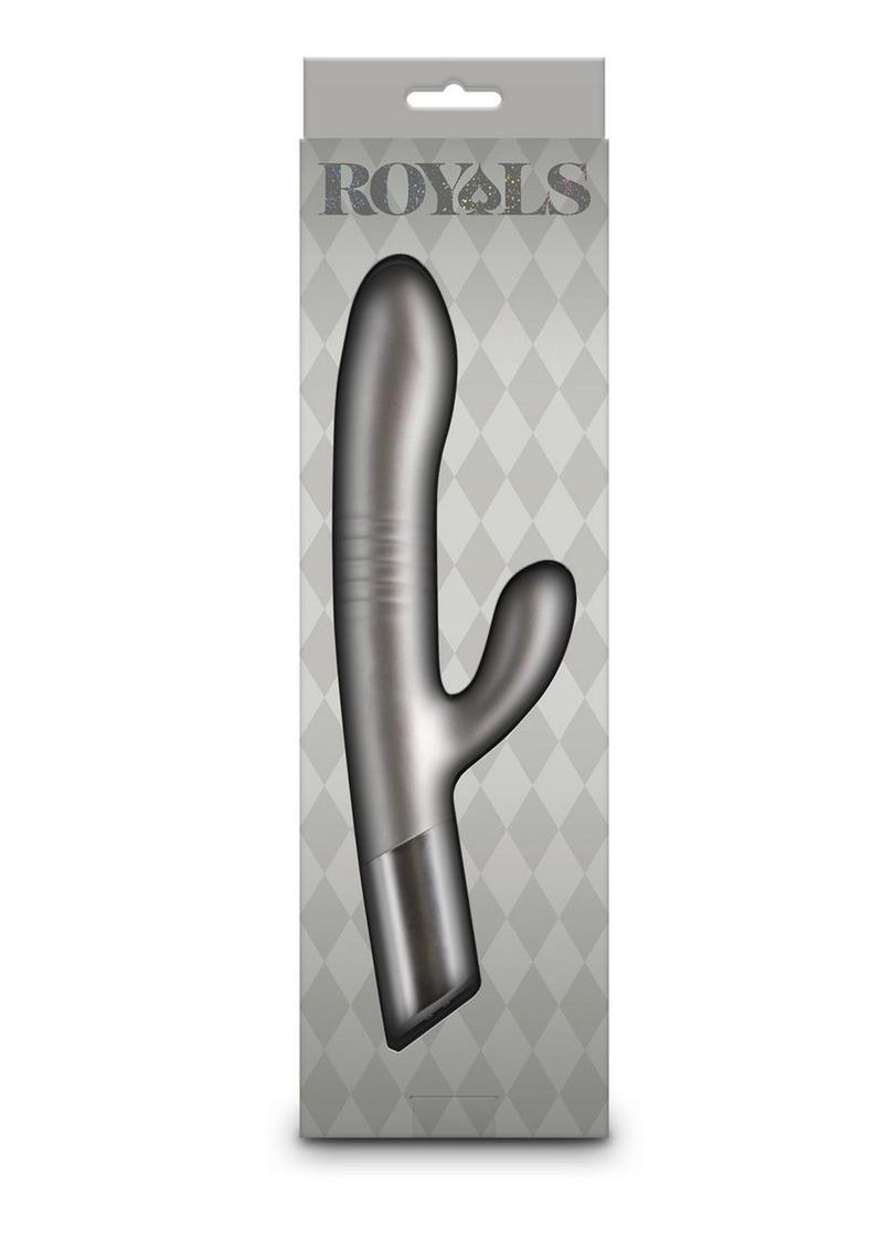 Royals Grace Rechargeable Silicone Rabbit Vibrator - Gray/Grey