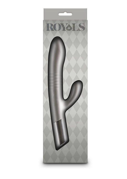 Royals Grace Rechargeable Silicone Rabbit Vibrator - Gray/Grey