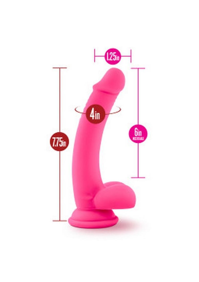 Ruse D Thang Silicone Dildo with Balls - Hot Pink/Pink - 7.75in