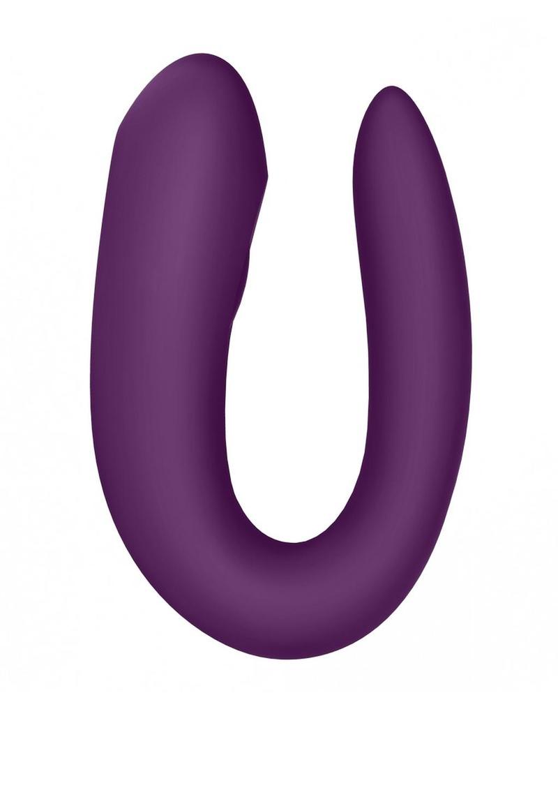 Satisfyer Double Joy Rechargeable Silicone Dual Stimulating Vibrator - Purple