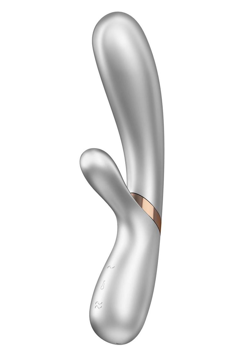 Satisfyer Hot Lover Rechargeable Silicone Warming Dual-Stim Vibrator - Silver