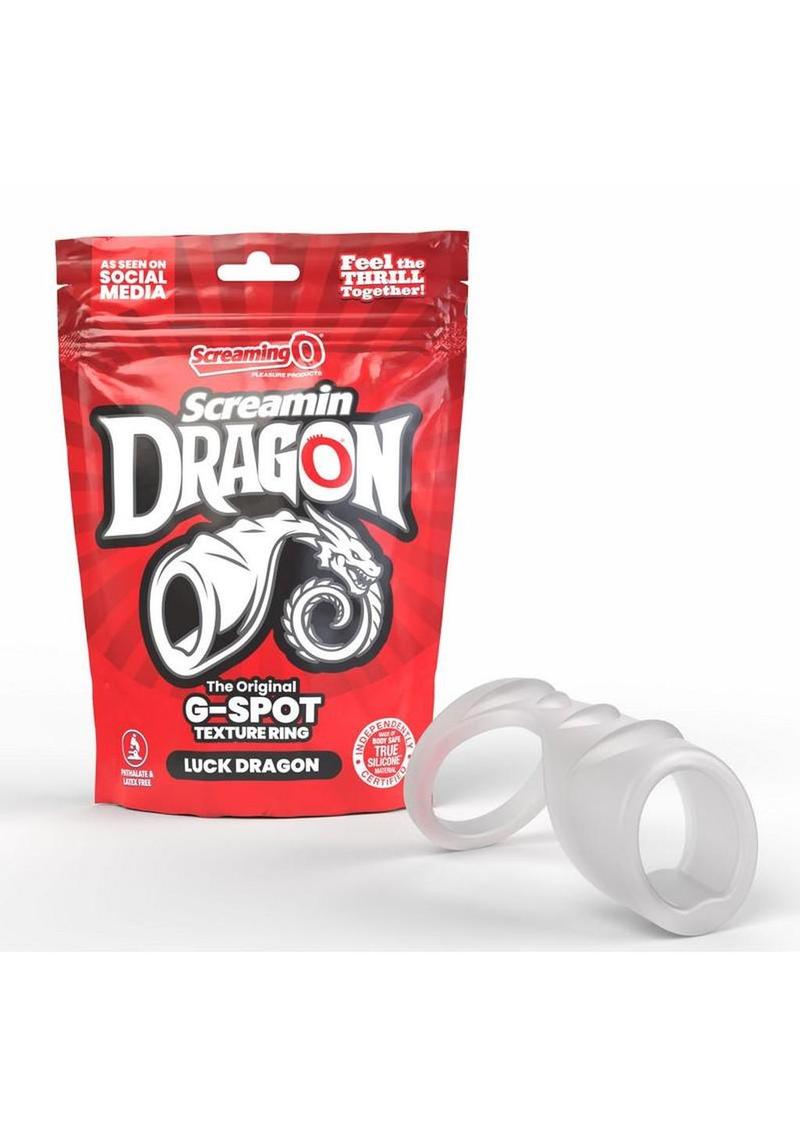 Screamin' Dragon Luck Dragon G-Spot Silicone Texture Cock Ring - Clear