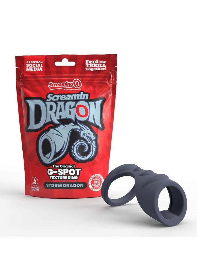 Screamin' Dragon Storm Dragon G-Spot Silicone Texture Cock Ring - Blue