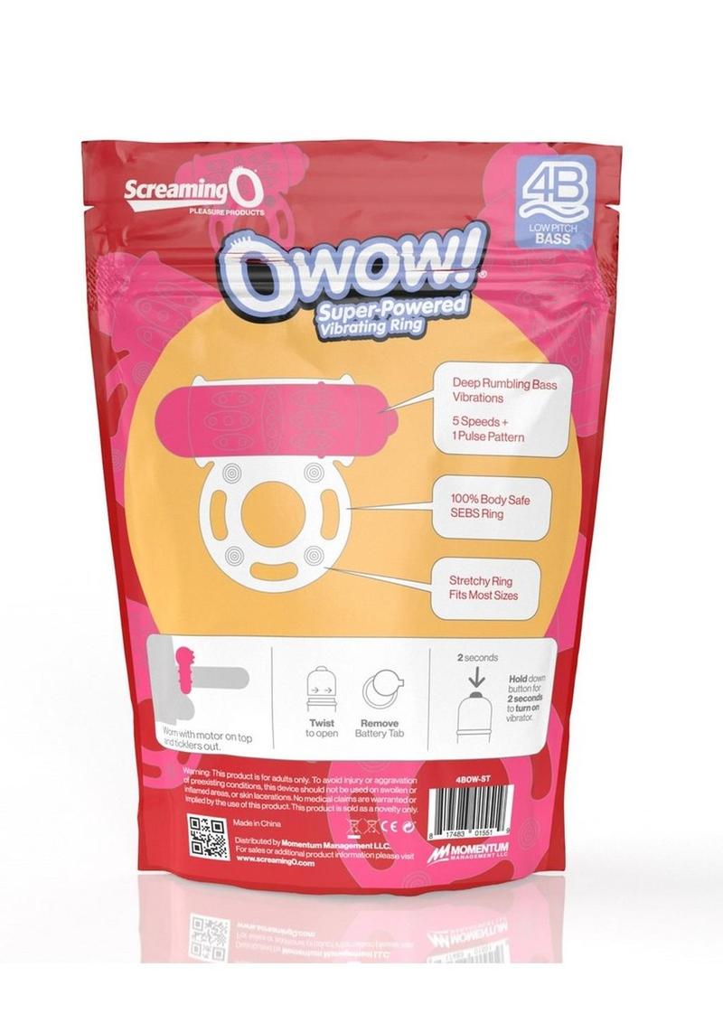 Screaming O 4b O Wow Vibrating Ring - Red/Strawberry