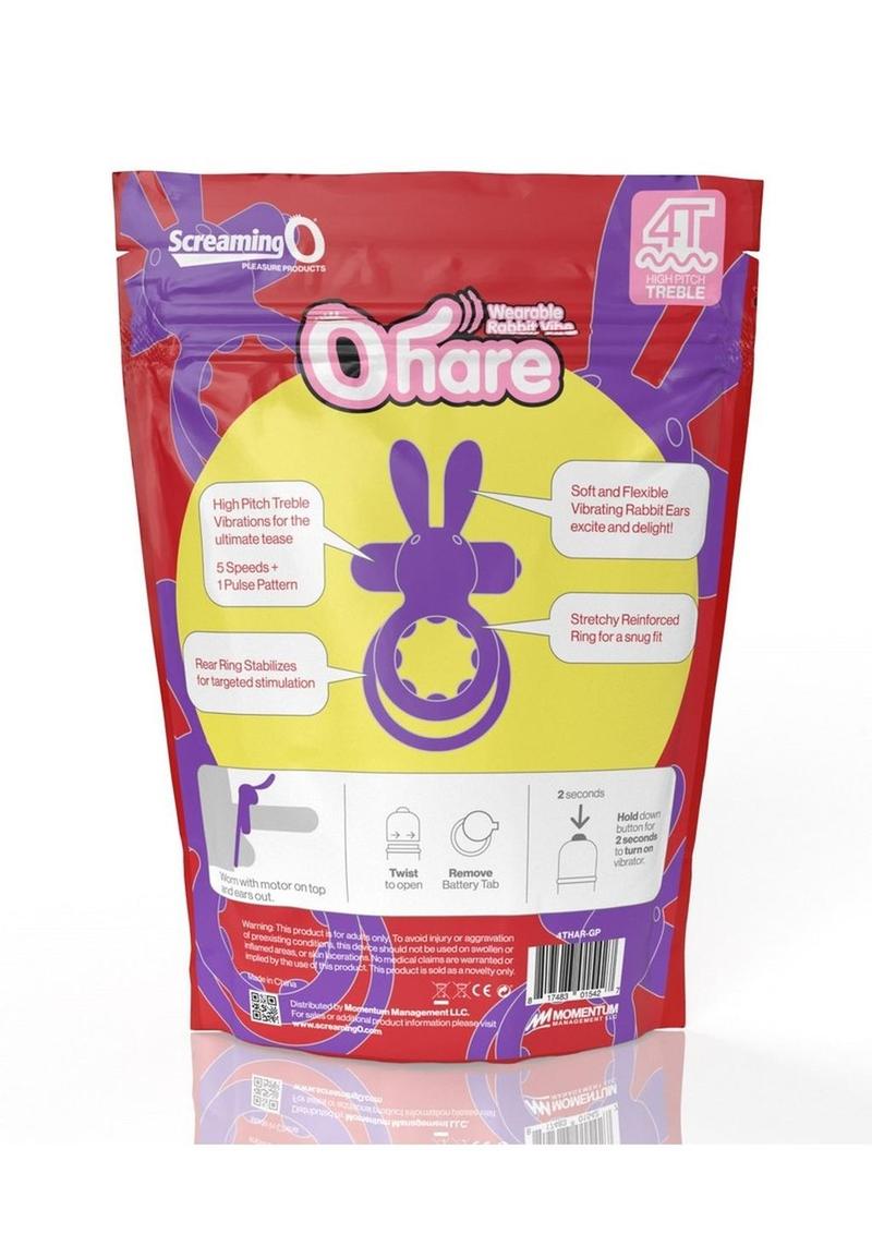 Screaming O 4t Ohare Vibrating Cock Ring - Grape/Purple