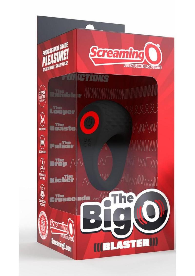 Screaming O Big O Pro Blaster Vibrating Rechargeable Silicone Cock Ring - Black
