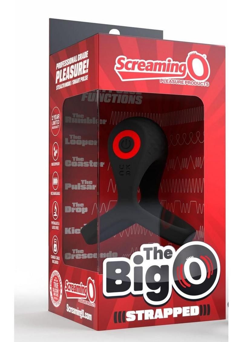 Screaming O Big O Pro Strapped Vibrating Rechargeable Silicone Cock Ring - Black