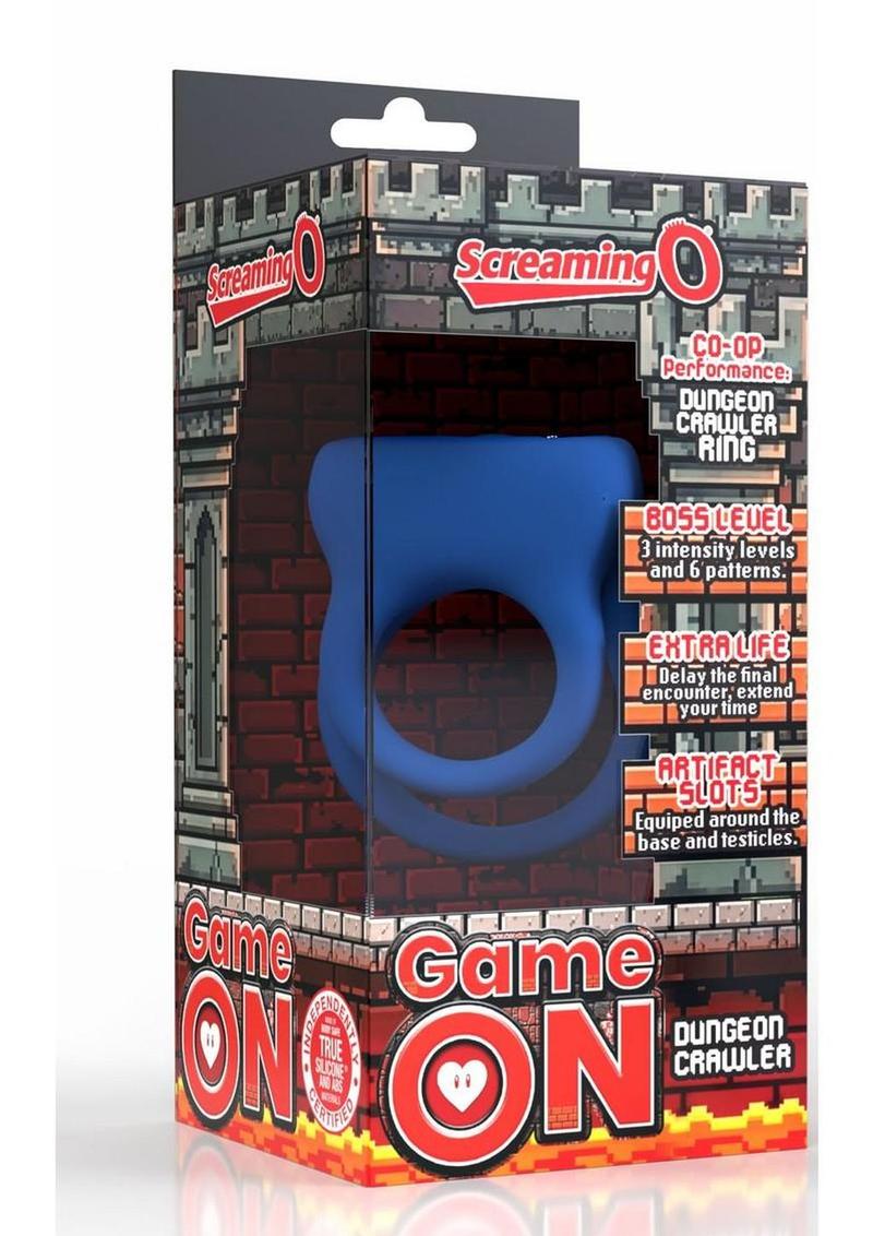 Screaming O Gameon D-Crawler Vibrating Rechargeable Silicone Cock Ring - Blue
