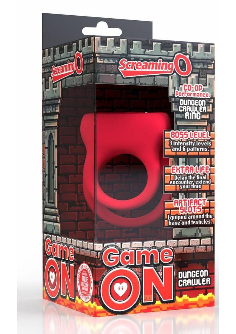 Screaming O Gameon D-Crawler Vibrating Rechargeable Silicone Cock Ring - Red