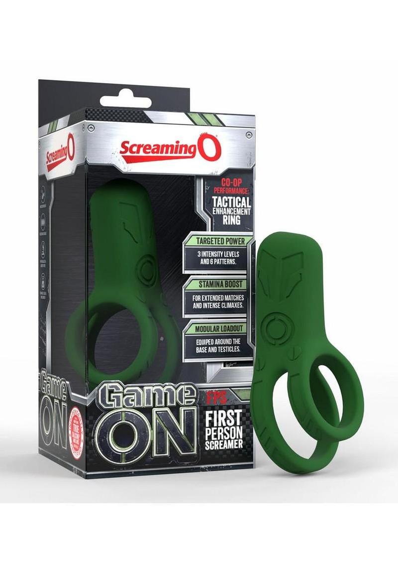 Screaming O Gameon First Person Screamer Vibrating Rechargeable Silicone Cock Ring - Green
