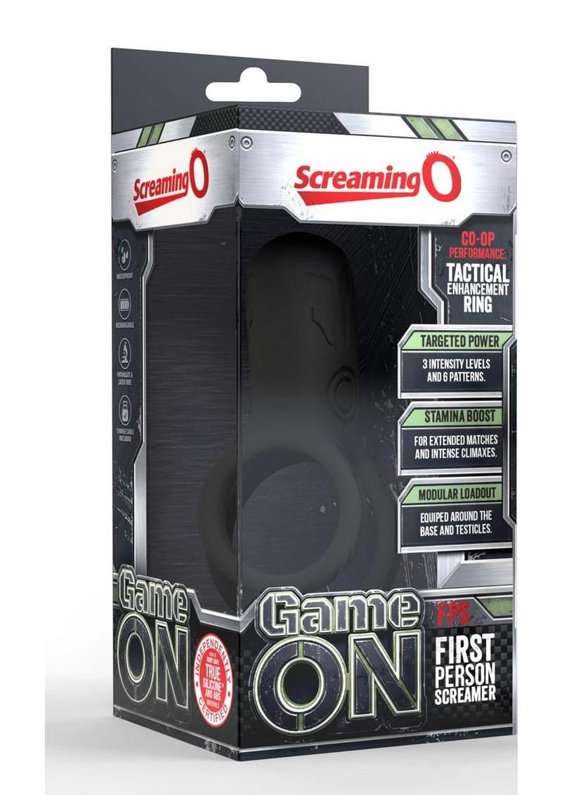 Screaming O Gameon First Person Screamer Vibrating Rechargeable Silicone Cock Ring - Grey