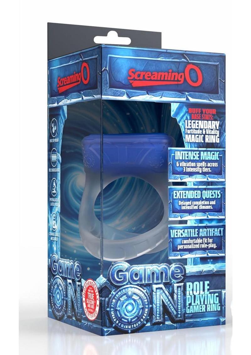 Screaming O Gameon Role Playing Gamer Vibrating Rechargeable Silicone Cock Ring - Clear
