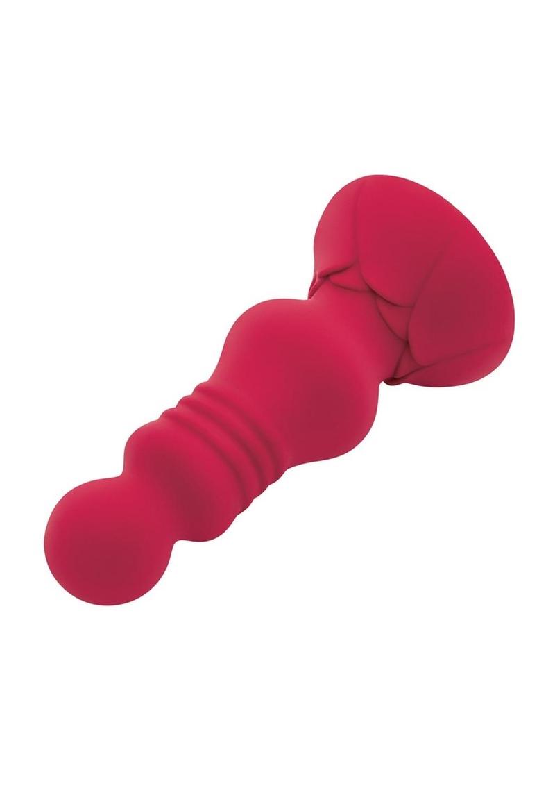 Secret Kisses Remote Control Rechargeable Silicone Vibrating Floret Buttplug - Red