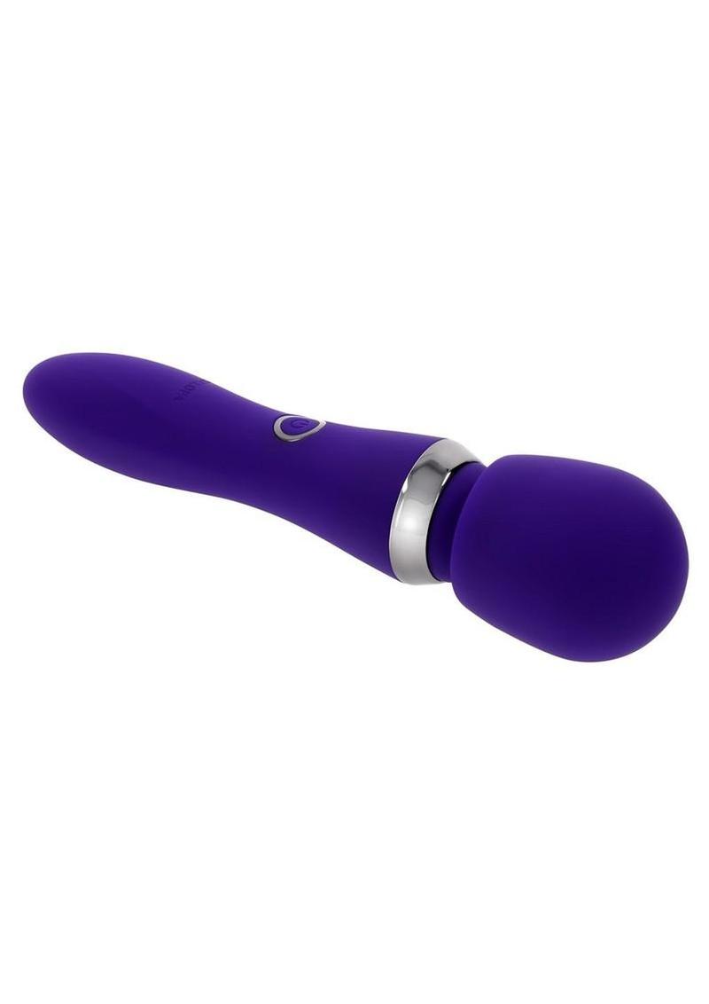 Selopa Merlin Rechargeable Silicone Wand Vibrator - Purple/Silver