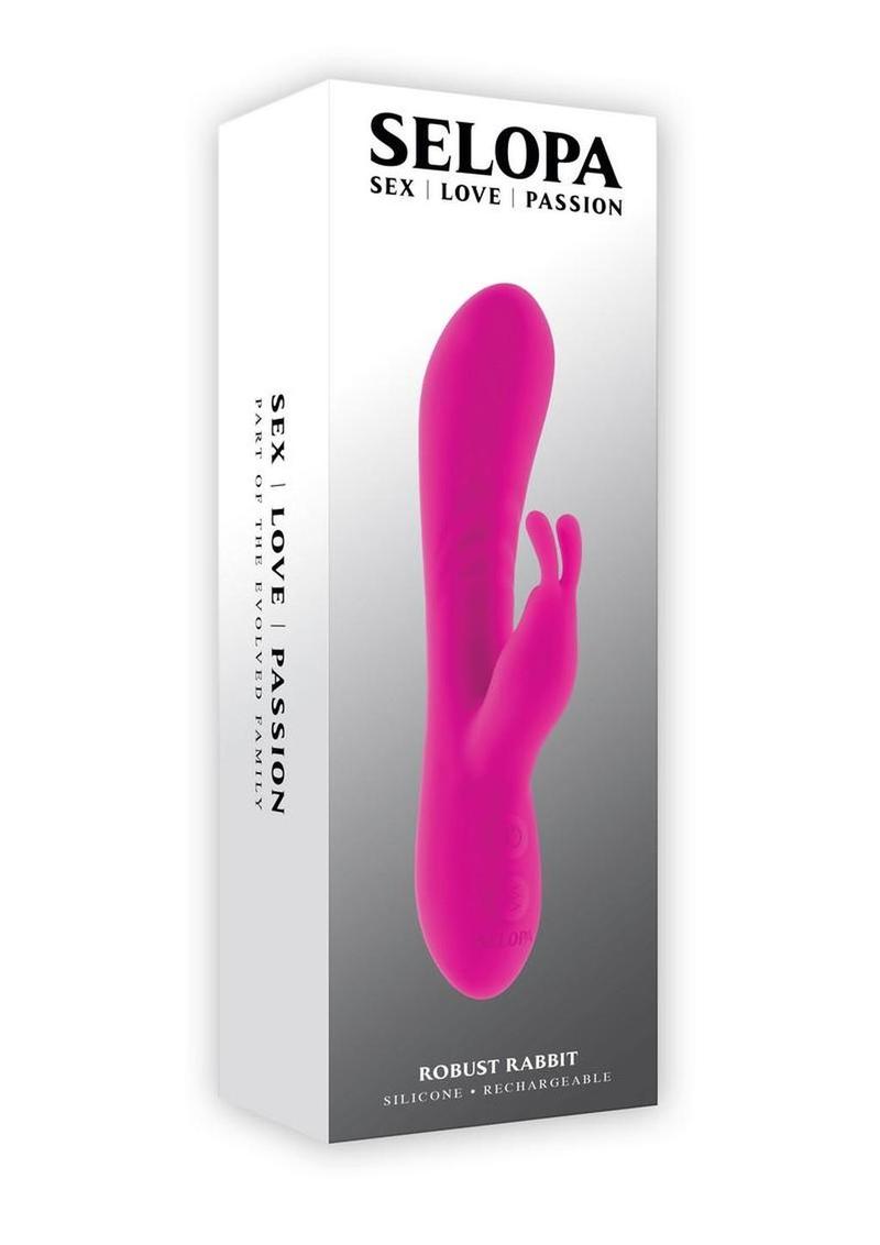 Selopa Robust Rabbit Rechargeable Silicone Dual Vibrator - Pink