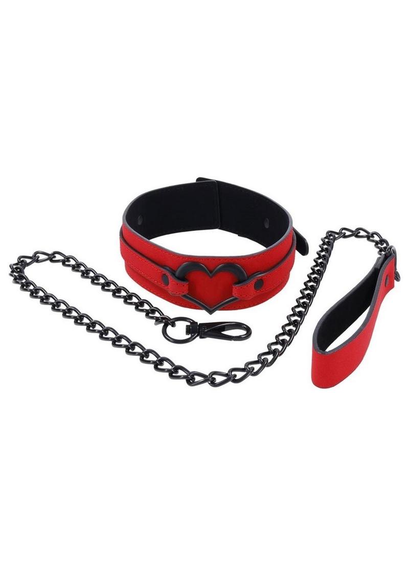 Sex and Mischief Amor Collar and Leash - Black/Rose Gold
