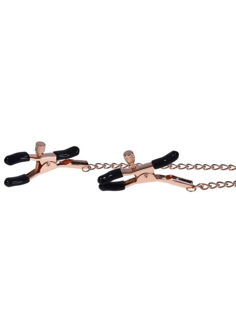 Sex and Mischief Brat Charm Nipple Clamp - Black/Rose Gold