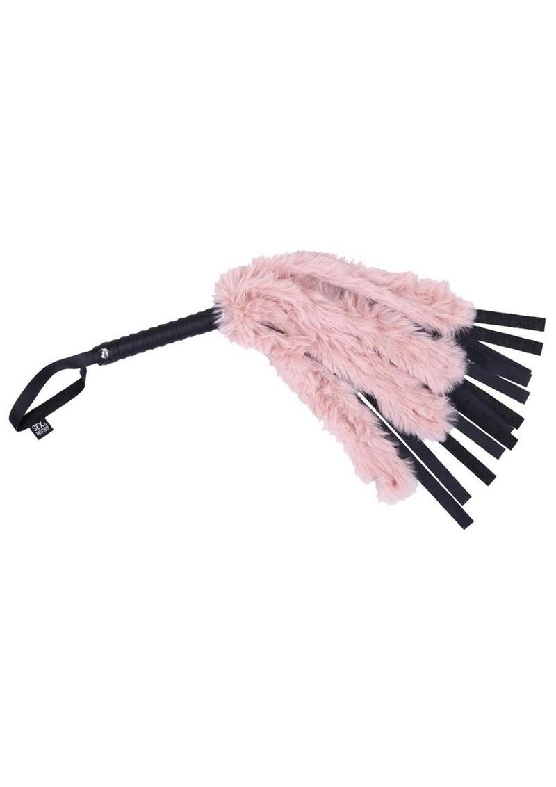Sex and Mischief Brat Faux Fur Flogger - Black/Rose Gold