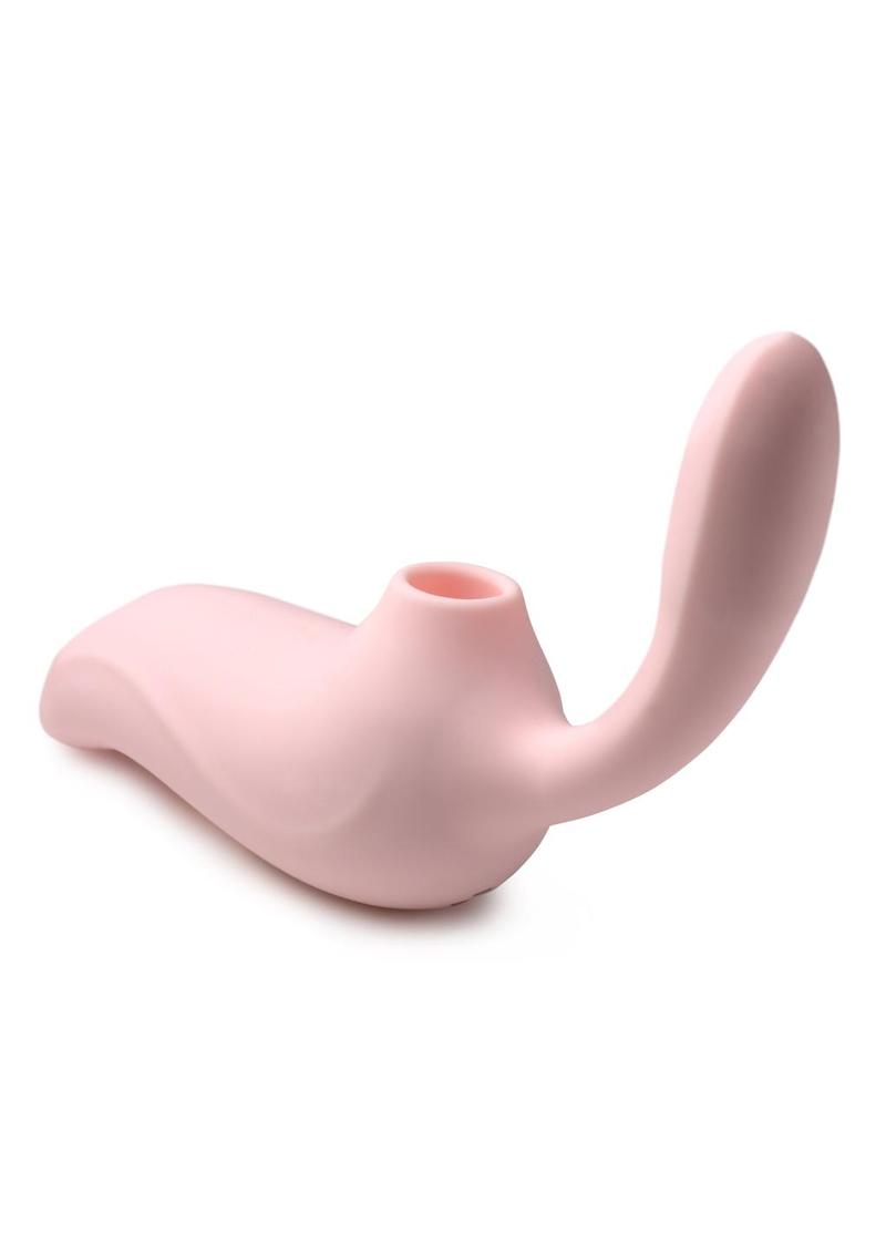 Shegasm 3-Way Elixir Rechargeable Silicone Sucking and Pulsing Vibrator - Pink